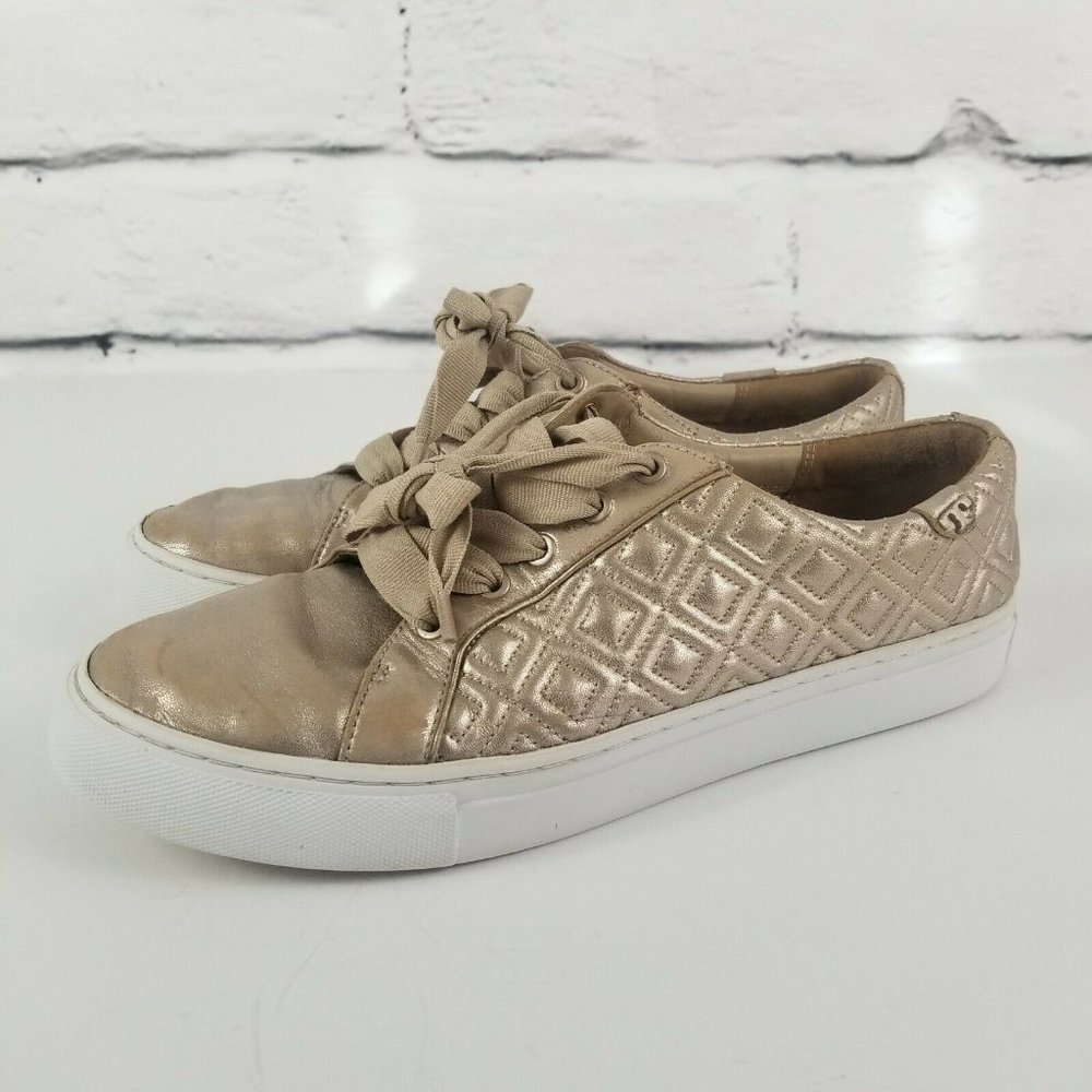 Tory Burch Marion Quilted Metallic Sneakers